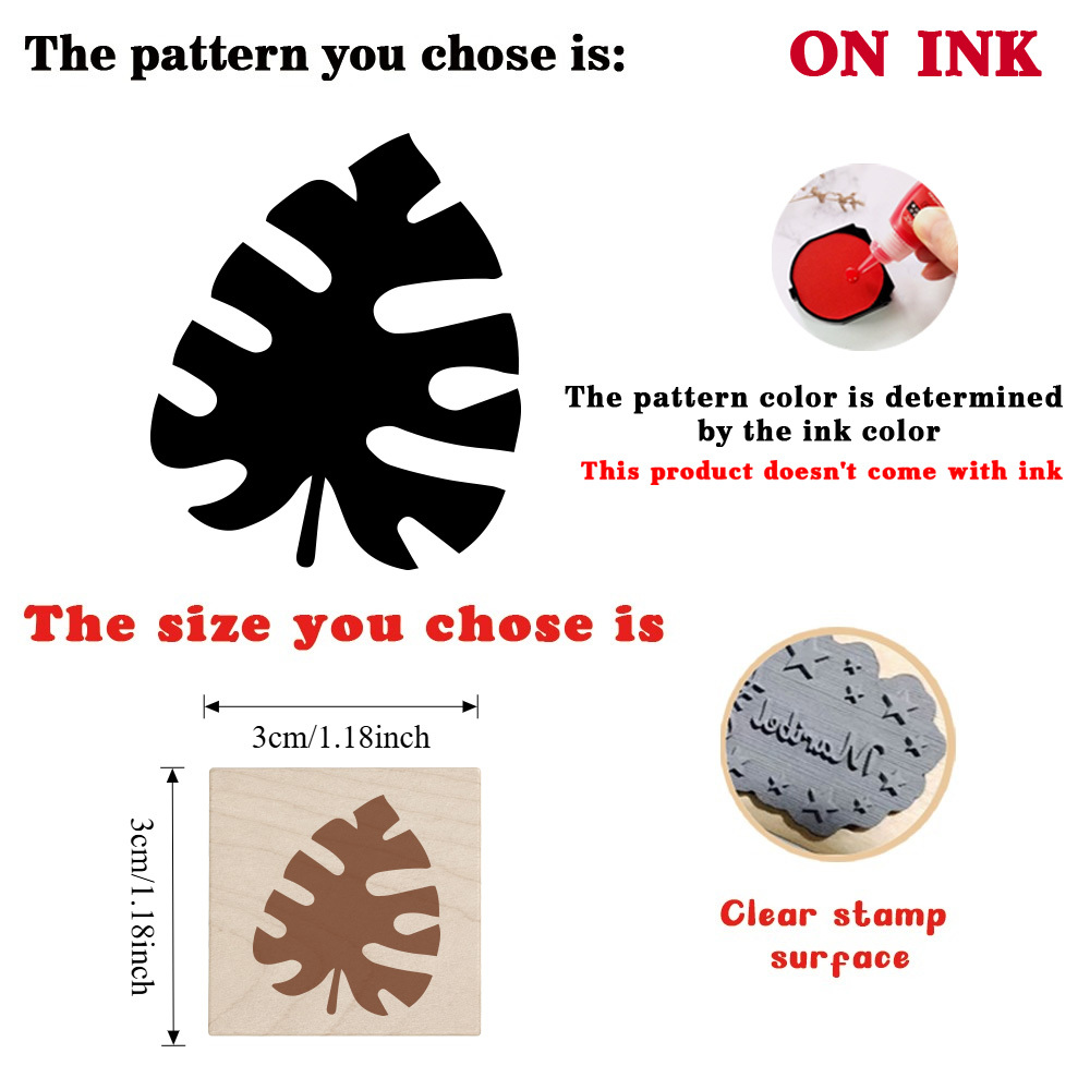 Cool Reverse Monstera Leaf Wooden Rubber Stamp for Journals